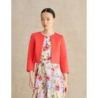 HOBBS Cotton Blend Collarless Short Jacket Red