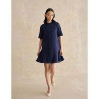 HOBBS Pure Cotton Broderie Mini Shift Dress Blue
