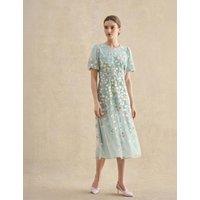 HOBBS Floral Midi Tea Dress Green Mix
