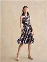 HOBBS Floral V-Neck Knee Length Skater Dress Blue Mix