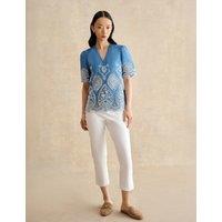HOBBS Cotton Rich Tapered Cropped Trousers White