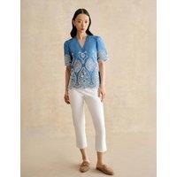 HOBBS Cotton Rich Tapered Cropped Trousers White
