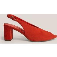 HOBBS Suede Block Heel Peep Toe Slingback Sandals Red