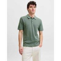 JACK & JONES Pure Cotton Knitted Polo Shirt Blue Mix