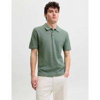 JACK & JONES Pure Cotton Knitted Polo Shirt Blue Mix