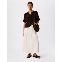 Whistles Pure Cotton Open Knit Polo Top Chocolate