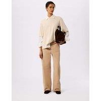 Whistles Cotton Rich Fine Knit T-Shirt Oatmeal