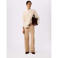 Whistles Cotton Rich Fine Knit T-Shirt Oatmeal