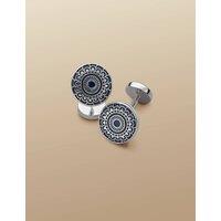 Charles Tyrwhitt Floral Enamel Round Cufflinks Navy