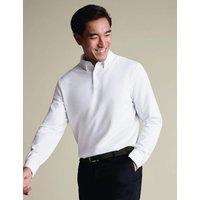 Charles Tyrwhitt Performance Cotton Blend Long Sleeve Polo Shirt White