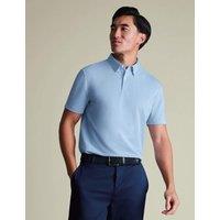 Charles Tyrwhitt Cotton Blend Jersey Polo Shirt Blue