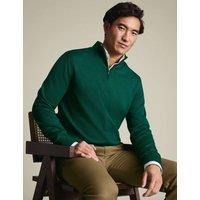 Charles Tyrwhitt Pure Extra Fine Merino Wool Half Zip Jumper Medium Green