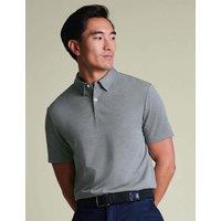 Charles Tyrwhitt Cotton Blend Jersey Polo Shirt Dark Grey