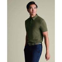 Charles Tyrwhitt Cotton Blend Jersey Polo Shirt Olive