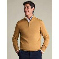 Charles Tyrwhitt Pure Extra Fine Merino Wool Half Zip Jumper Camel