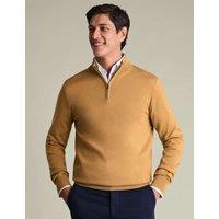 Charles Tyrwhitt Pure Extra Fine Merino Wool Half Zip Jumper Camel
