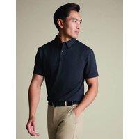 Charles Tyrwhitt Cotton Blend Jersey Polo Shirt Navy