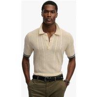 Superdry & Co Pure Cotton Textured Knitted Polo Shirt Cream Mix