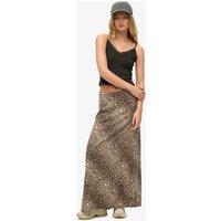 Superdry & Co Leopard Print Maxi Column Skirt Brown Mix