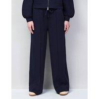 RO&ZO Cotton Rich Seam Detail Wide Leg Joggers Navy