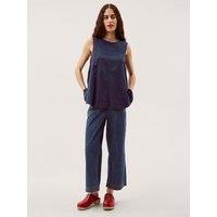 Monsoon Linen Rich Round Neck Vest Top Navy