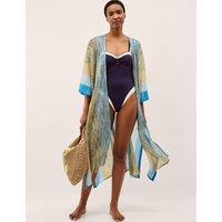 Monsoon Zig Zag Beach Cover Up Kaftan Blue Mix