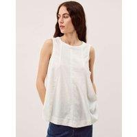 Monsoon Linen Rich Round Neck Vest Top White