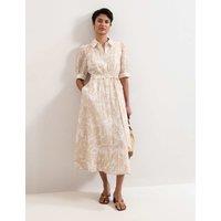 Phase Eight Printed Belted Midi Shirt Dress Natural Mix