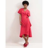 Phase Eight V-Neck Angel Sleeve Midi Wrap Dress Pink