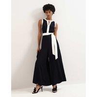 Phase Eight Cutout Detail Side Stripe Wide Leg Jumpsuit Black