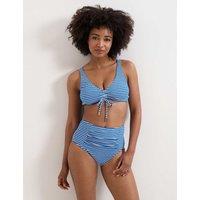 Phase Eight Striped Ruched High Waisted Bikini Bottoms Blue Mix