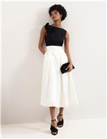 Phase Eight Satin Ruffle Midi Skater Dress Black