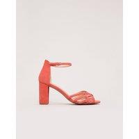 Phase Eight Suede Ankle Strap Block Heel Sandals Orange