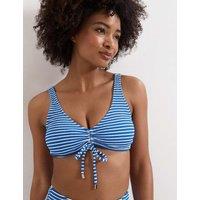 Phase Eight Striped V-Neck Drawstring Bikini Top Blue Mix