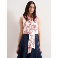 Phase Eight Floral Tie Neck Blouse Red Mix