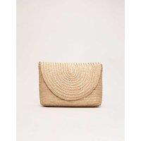Phase Eight Straw Clutch Bag Neutral