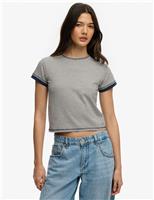 Superdry & Co Cotton Rich Layered Crop T-Shirt White