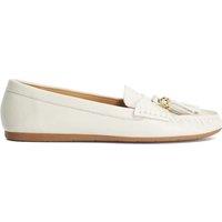 Dune London Leather Tassel Flat Loafers White