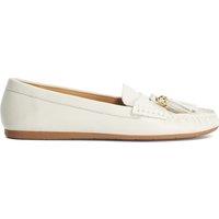 Dune London Leather Tassel Flat Loafers White