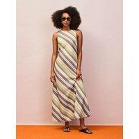 RO&ZO Cotton Blend Striped Midaxi Column Dress Green Mix