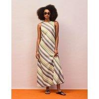 RO&ZO Cotton Blend Striped Midaxi Column Dress Green Mix
