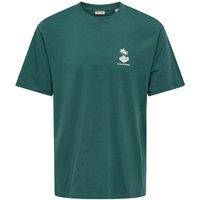 ONLY & SONS Pure Cotton Sounds of Summer T-Shirt Green Mix