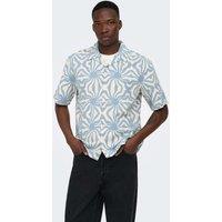 ONLY & SONS Relaxed Fit Pure Cotton Printed Shirt Blue Mix