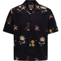 ONLY & SONS Pure Cotton Relaxed Fit Embroidered Shirt Black