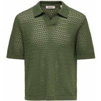 ONLY & SONS Cotton Rich Textured Polo Shirt Green