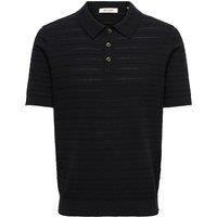 ONLY & SONS Cotton Rich Textured Knitted Polo Shirt Black
