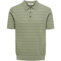 ONLY & SONS Cotton Rich Textured Knitted Polo Shirt Green