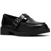 Clarks Leather T-Bar Chunky Platform Loafers Black
