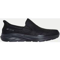 Skechers Faux Leather Equalizer Slip On Trainers Black Mix