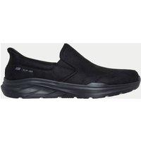 Skechers Faux Leather Equalizer Slip On Trainers Black Mix